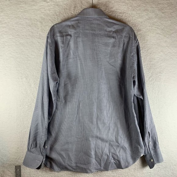 Ermenegildo Zegna Dress Shirt Mens 42 (16.5) Gray Geometric Cotton Collared 8186 - Picture 7 of 8